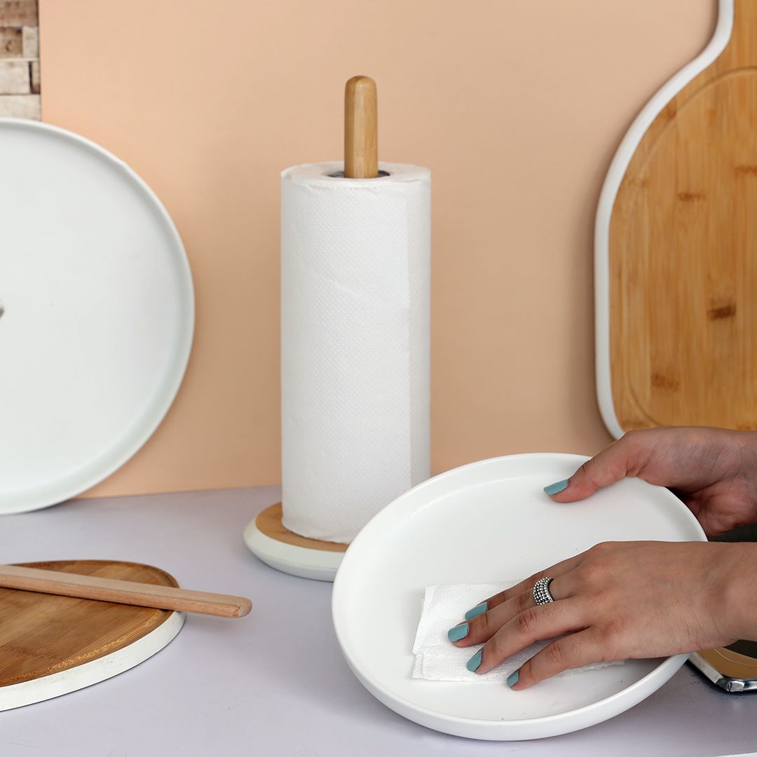 Tessie & Jessie Bamboo Wooden Tissue Roll Holde