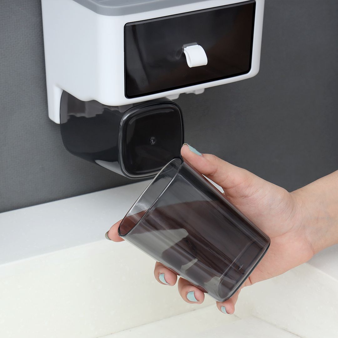 Black n White Plasticware Toothbrush Caddy & Organizer