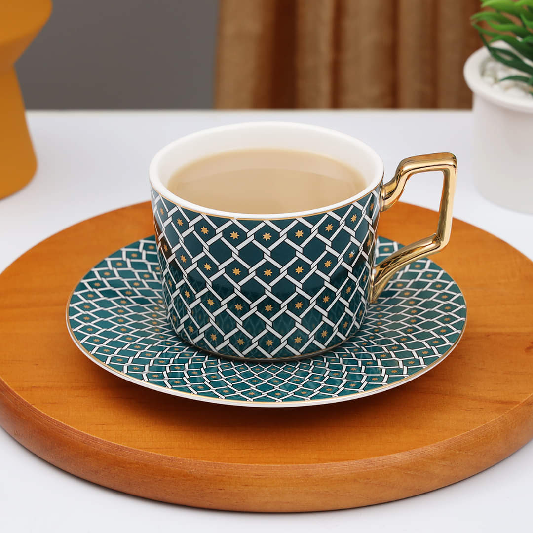 Gold Plated Ceramic Tea Cup Set