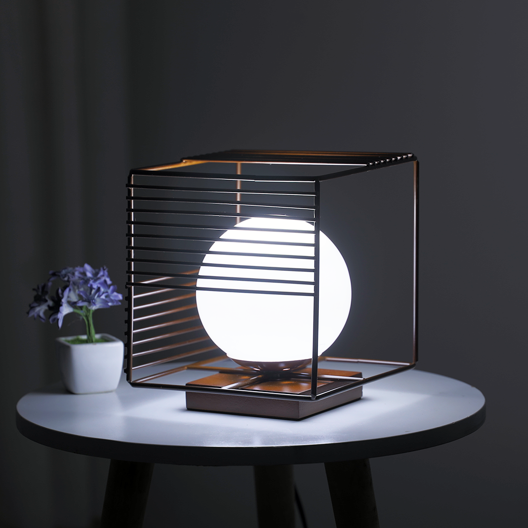 Eclipse Wooden Base Rectangular Table Lamp
