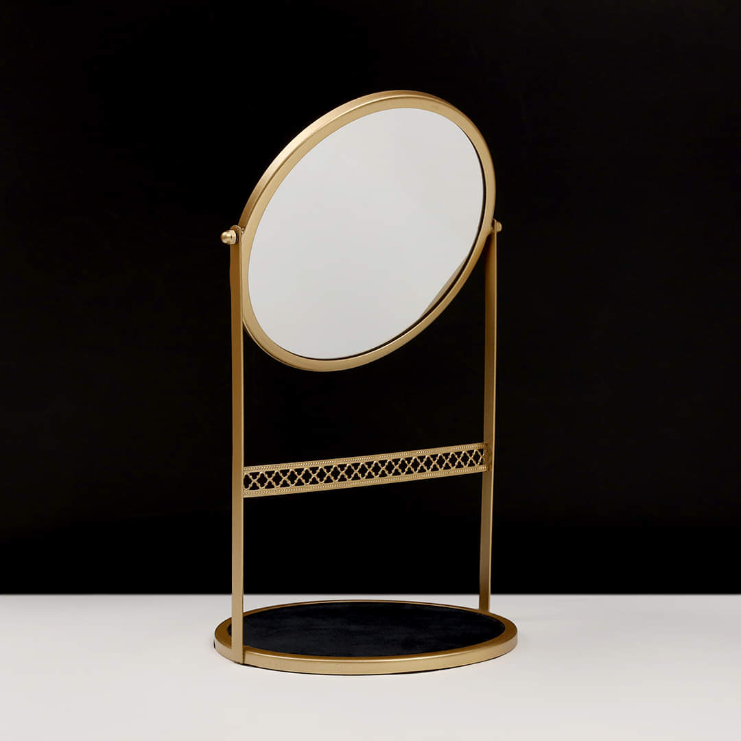 Luxury Ultra-Modern Jewelry Stand & Round Mirror