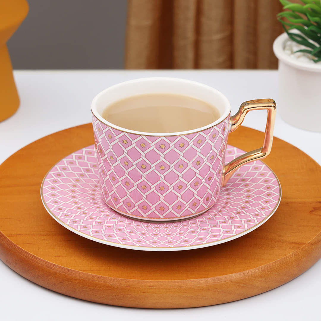 Gold Plated Ceramic Tea Cup Set