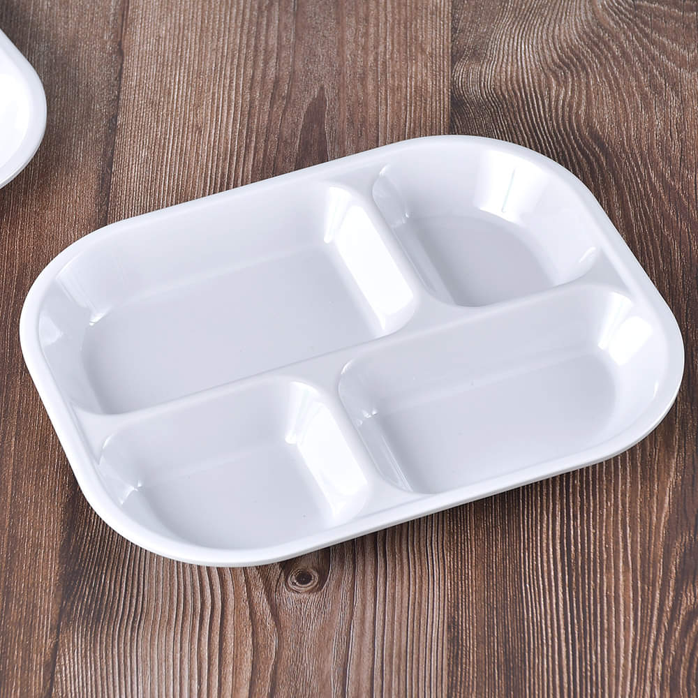 White Multi-Section Melamine Serving Plate