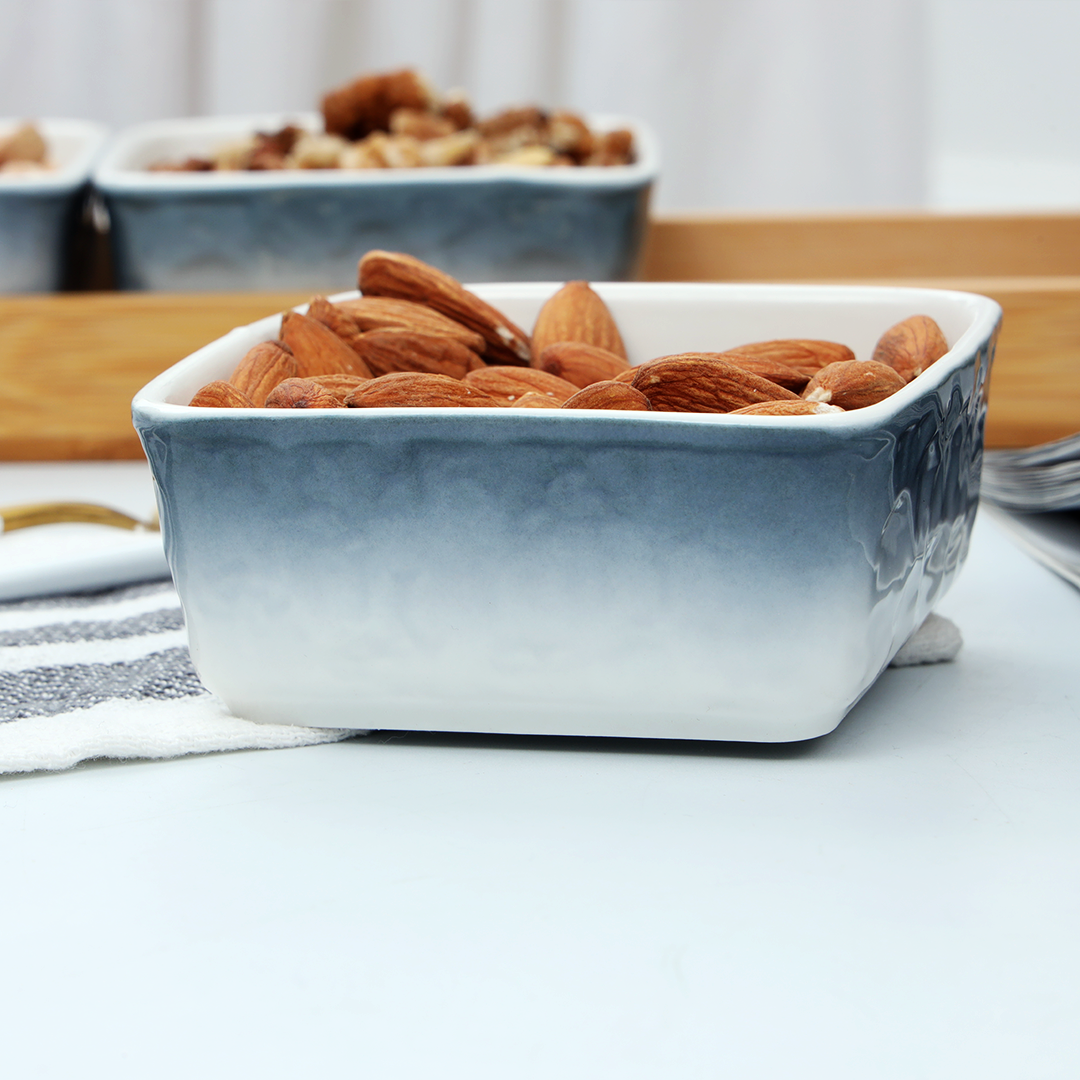 4-Pcs Square Ceramic Grid Snack Serving Tray