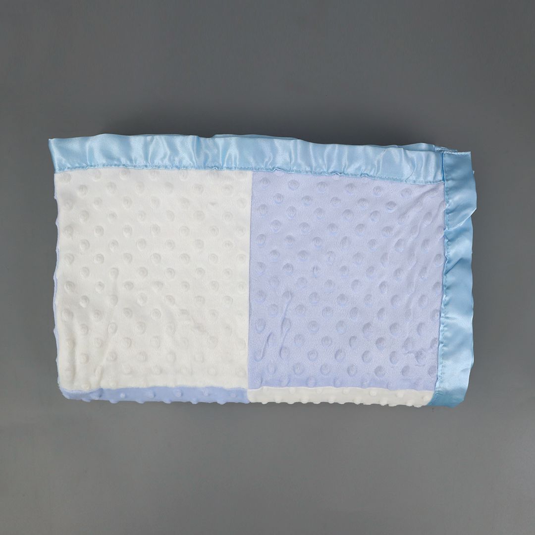 Baby Blanket Satin Border - Blue & White