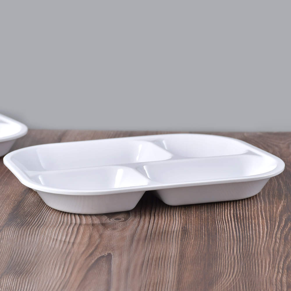 White Multi-Section Melamine Serving Plate