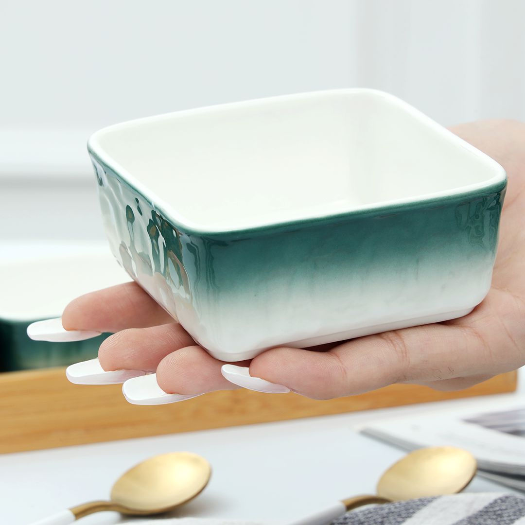 4-Pcs Square Ceramic Grid Snack Serving Tray