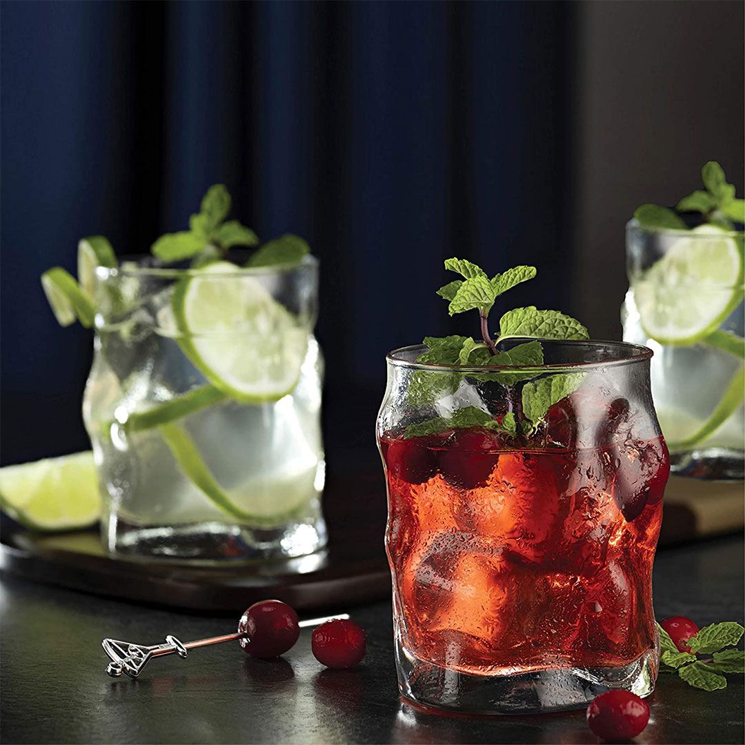 Classic Old Fashioned Wavy Glass Set- 6 Pcs