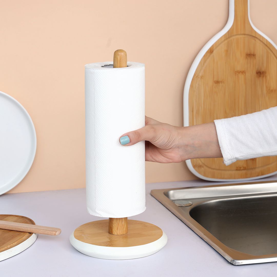 Tessie & Jessie Bamboo Wooden Tissue Roll Holde