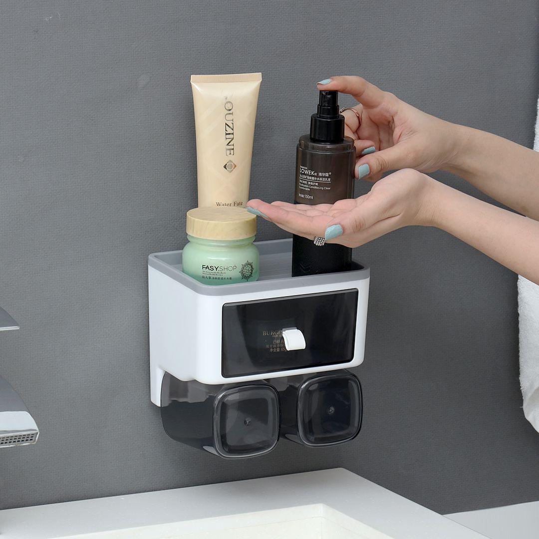 Black n White Plasticware Toothbrush Caddy & Organizer