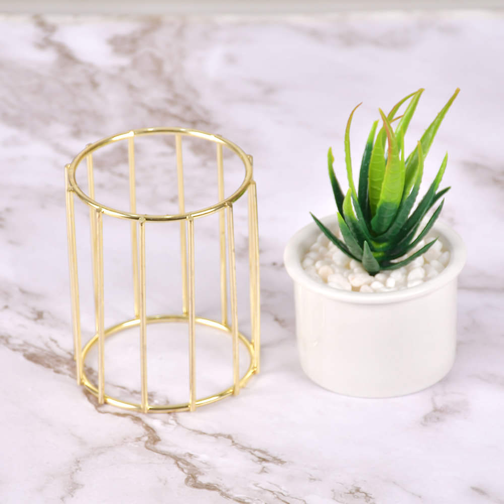 Pure White Porcelain Flower Pot with Vertical Stand & Planter ( Artificial Plants)