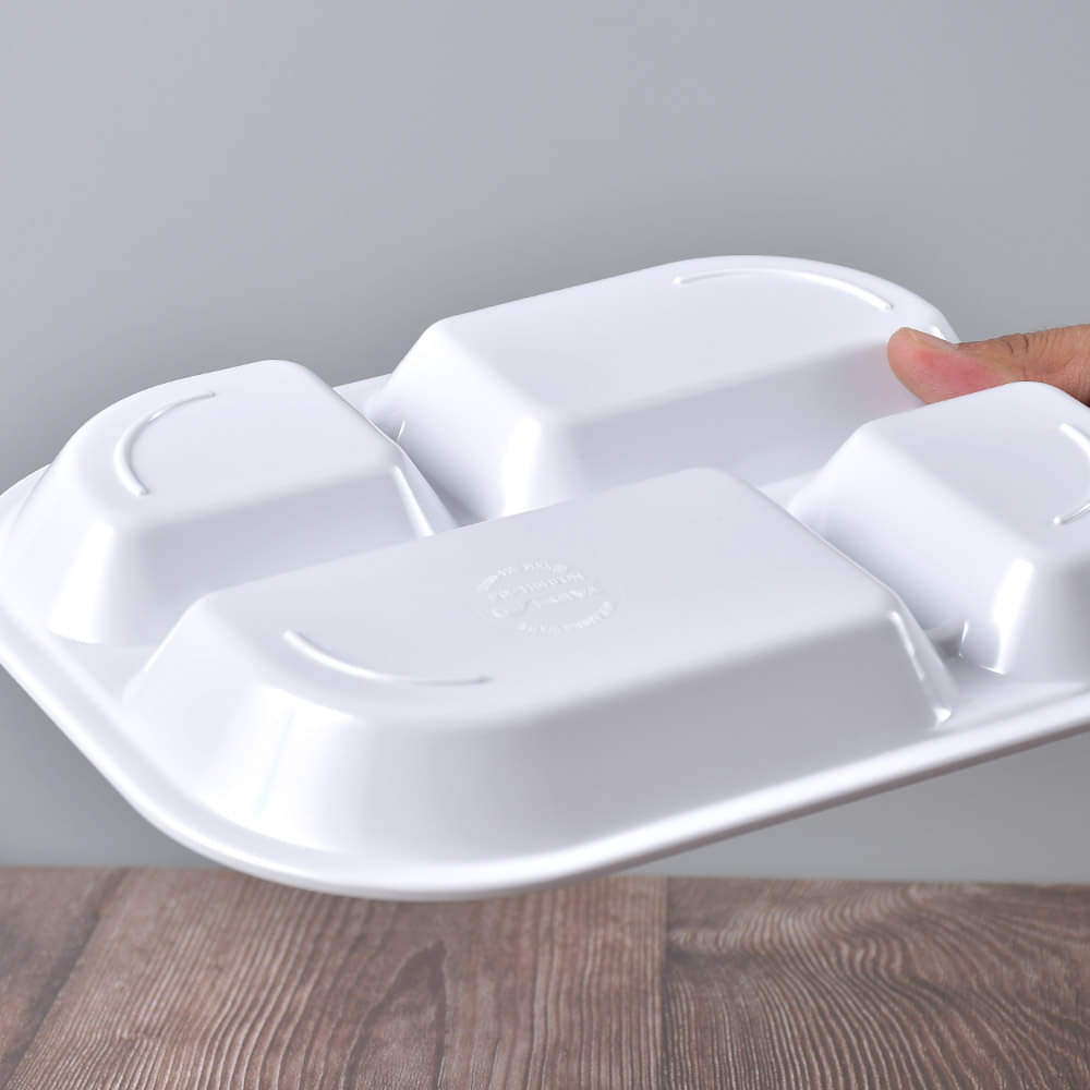 White Multi-Section Melamine Serving Plate