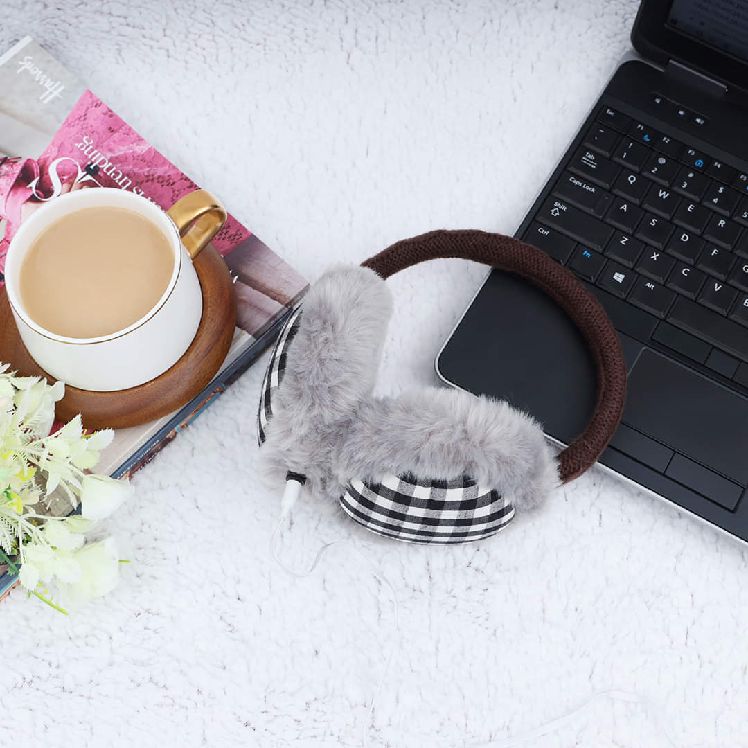 Lady Pure Plush Comfy Warmer Headband Musical Back Earmuffs