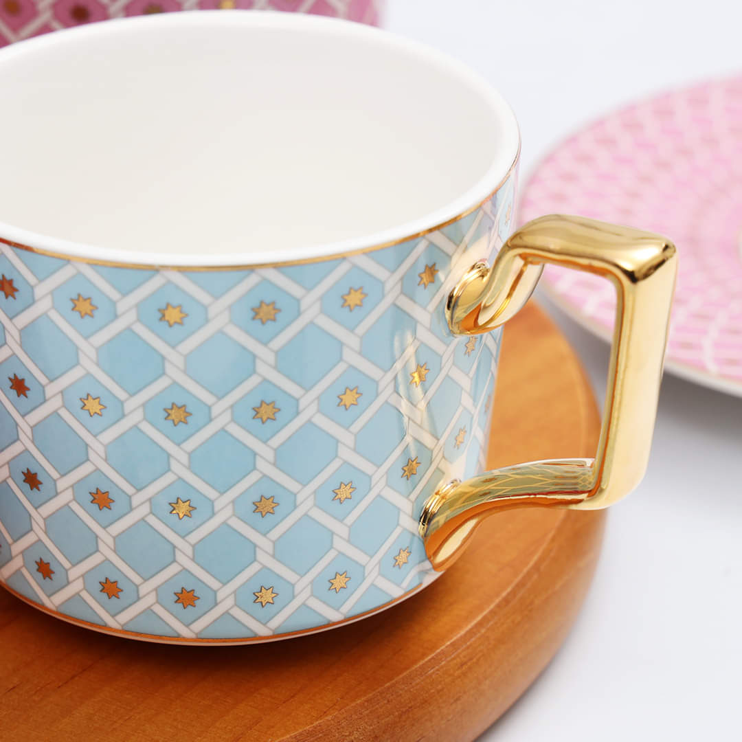 Gold Plated Ceramic Tea Cup Set