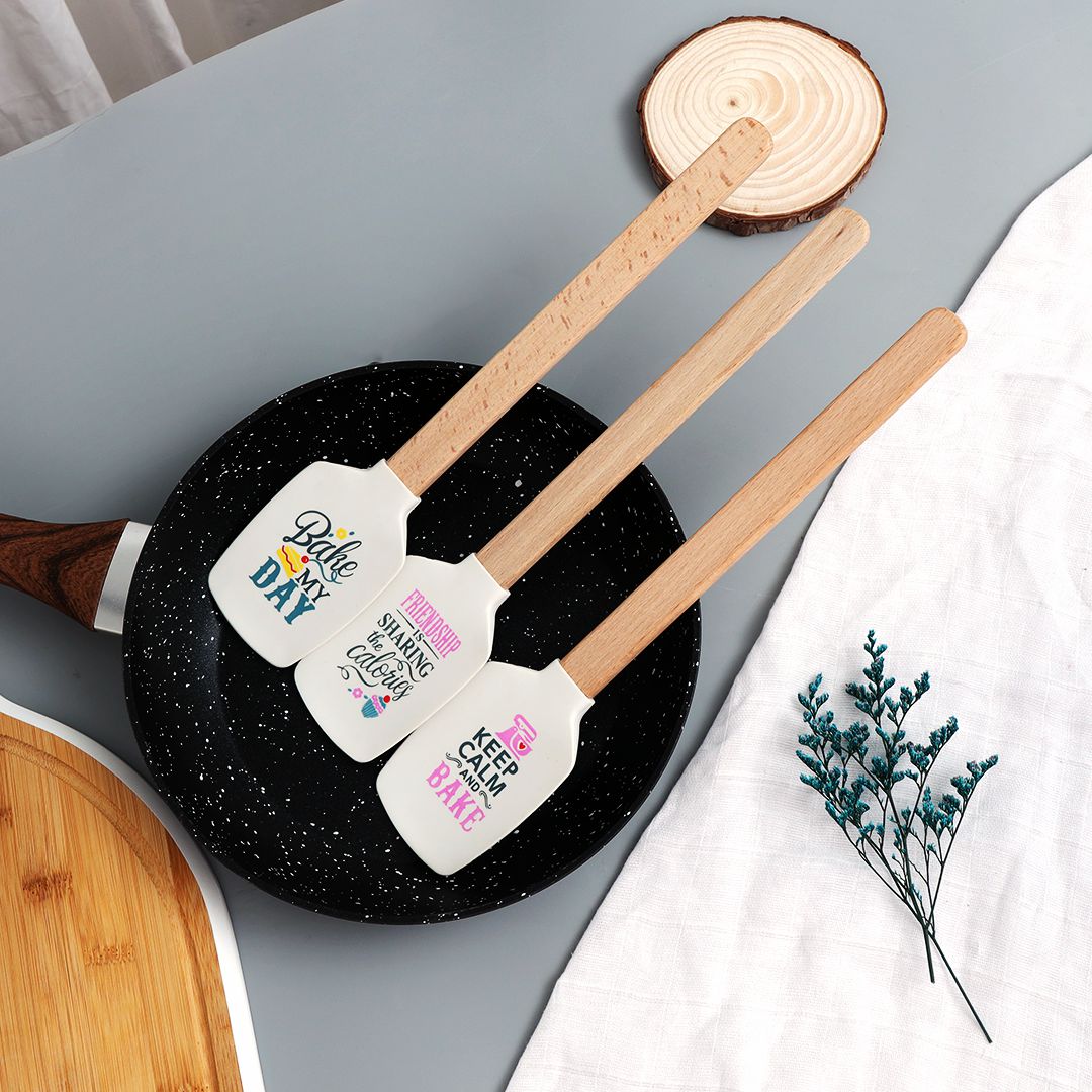 Bamboo Wood Silicone Spoonula