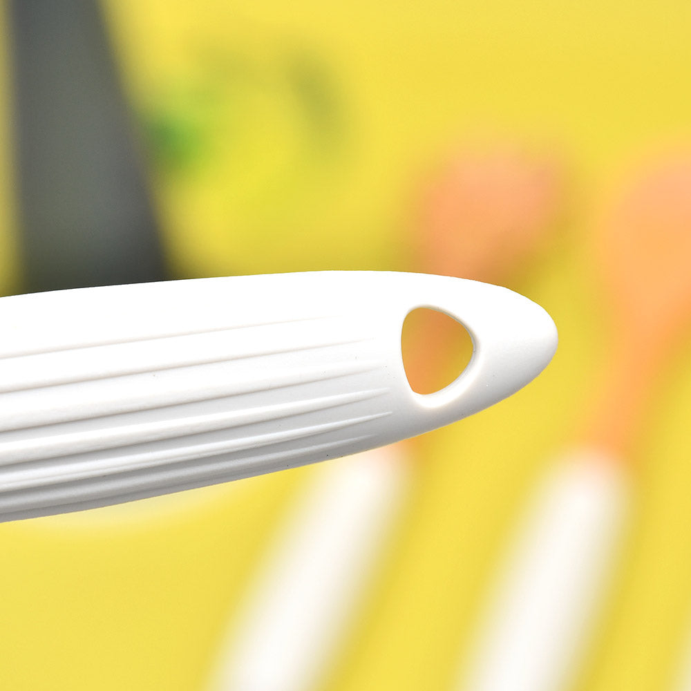 UTENSILS T&J BAMBOO 5 PCS WOODEN TOP SILICON HANDLE (WHITE)