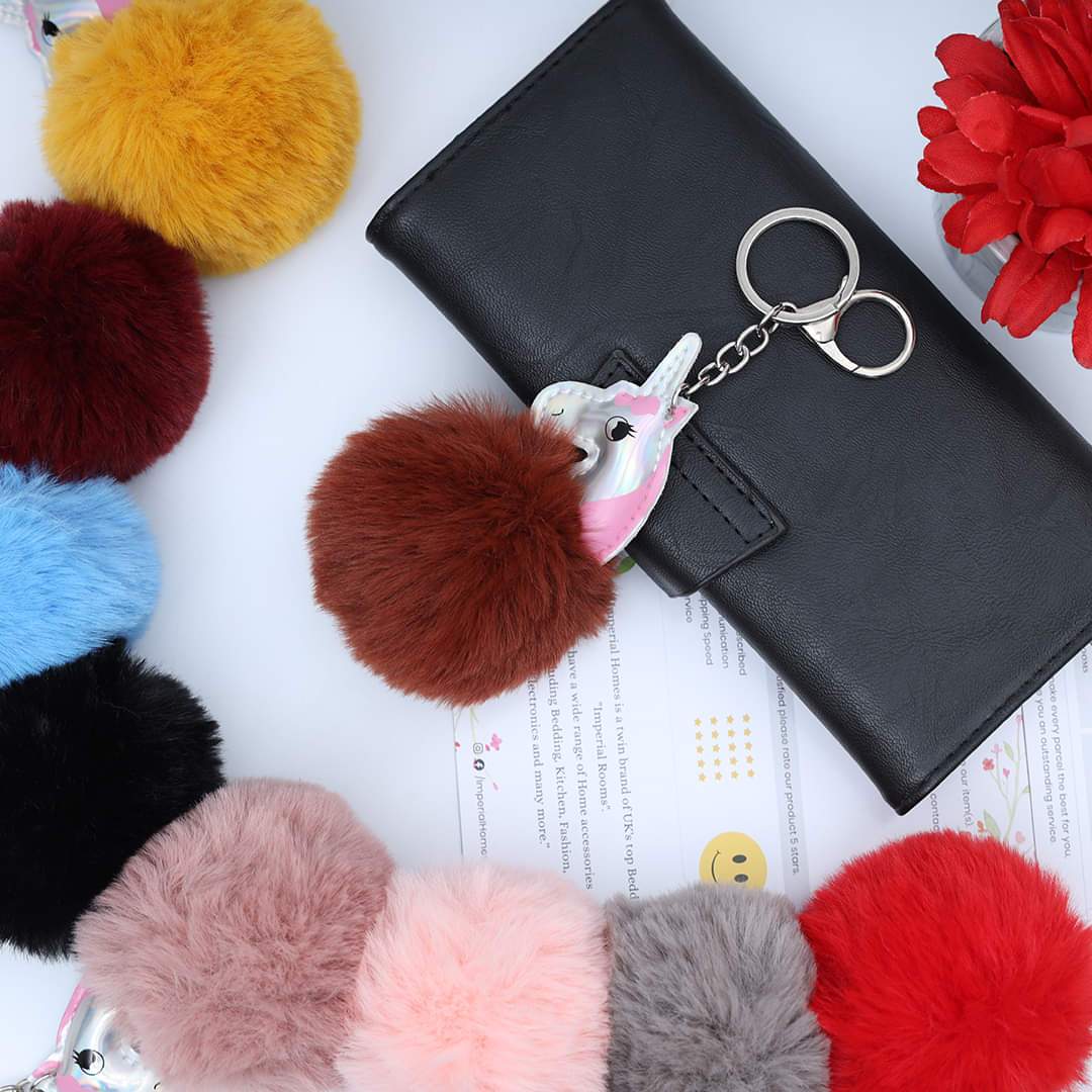 Fabled Horse Character Fluffy Ball hanging Keychain (Any Random Color)