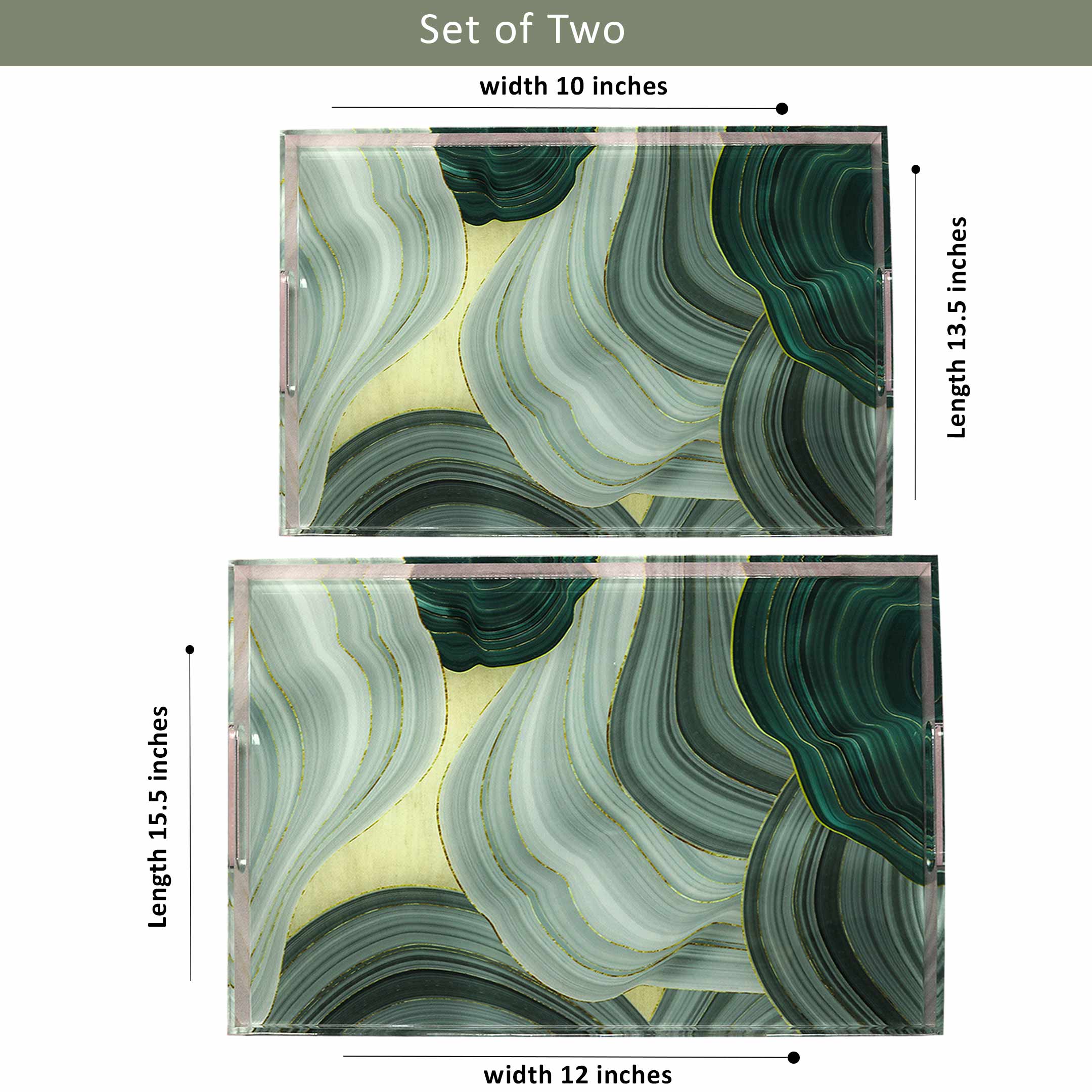 Pair of Abstract Art Acrylic Serving Tray