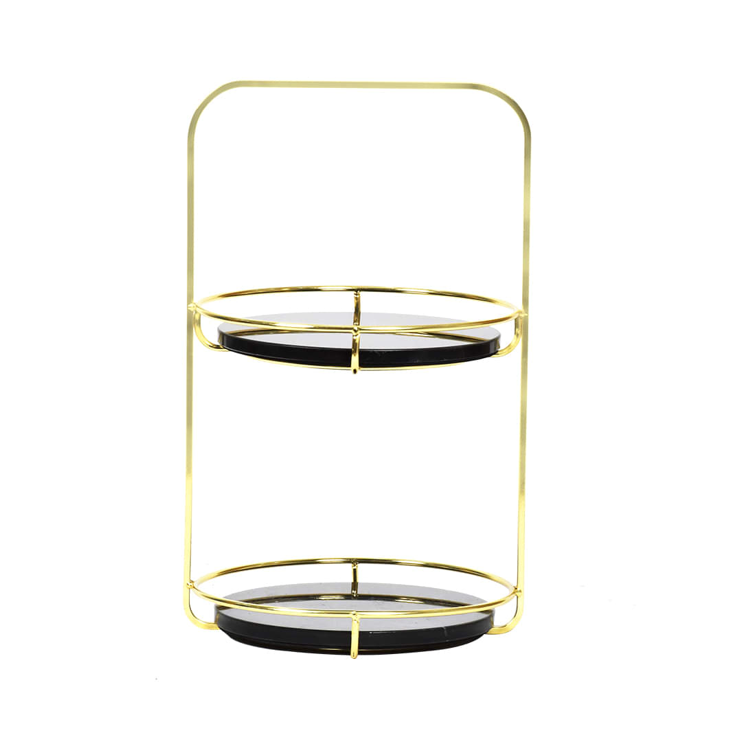 Nordic Black 2 Tier Round Marble Serving Tray