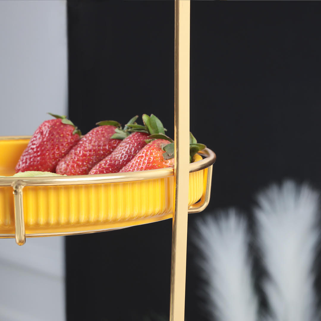 Nordic Style Yellow & Green 2 Tier Round Marble Serving Tray