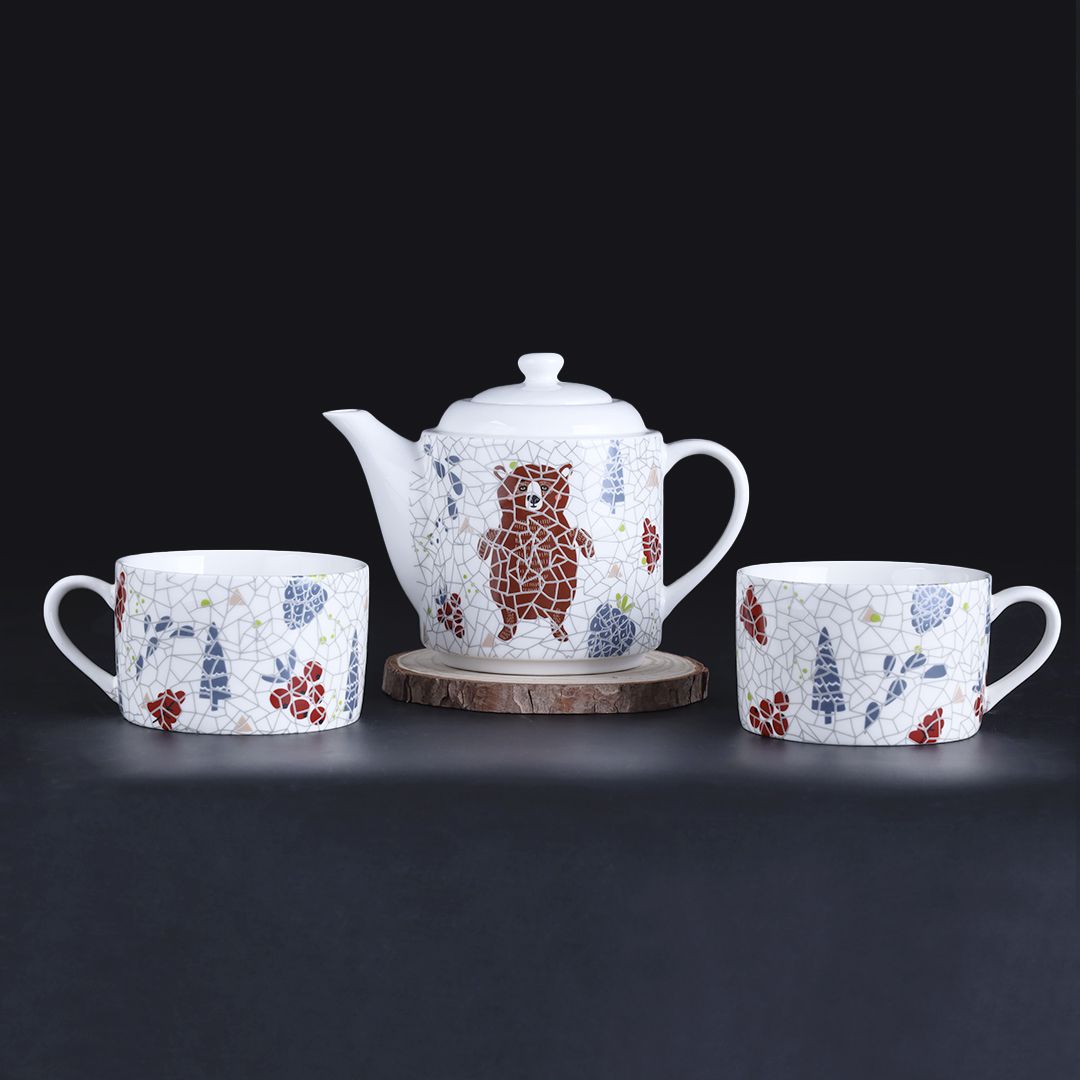 Spotty Bear Design Ceramic Tea Pot Set 3- PCS