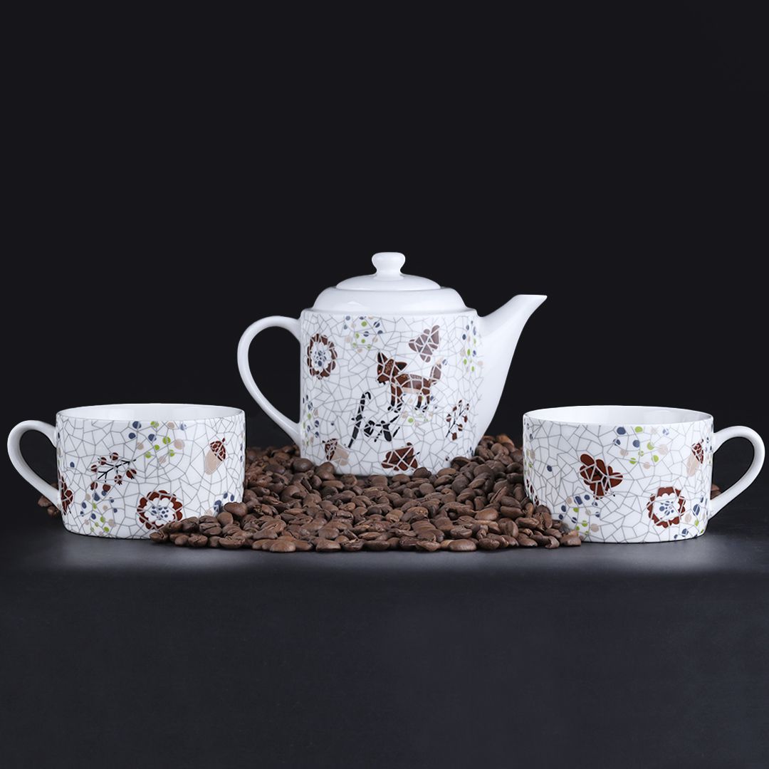 Spotty Fox Design Ceramic Tea Pot Set 3- PCS