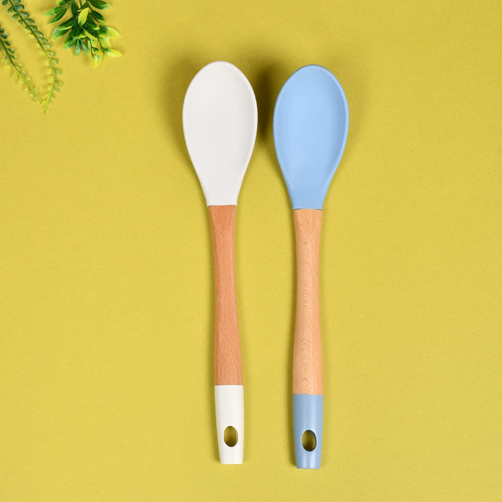 Bamboo Wood Silicone Serving Spoon