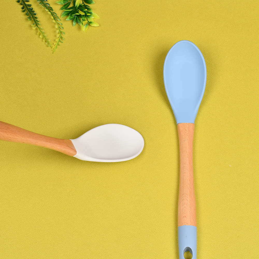 Bamboo Wood Silicone Serving Spoon