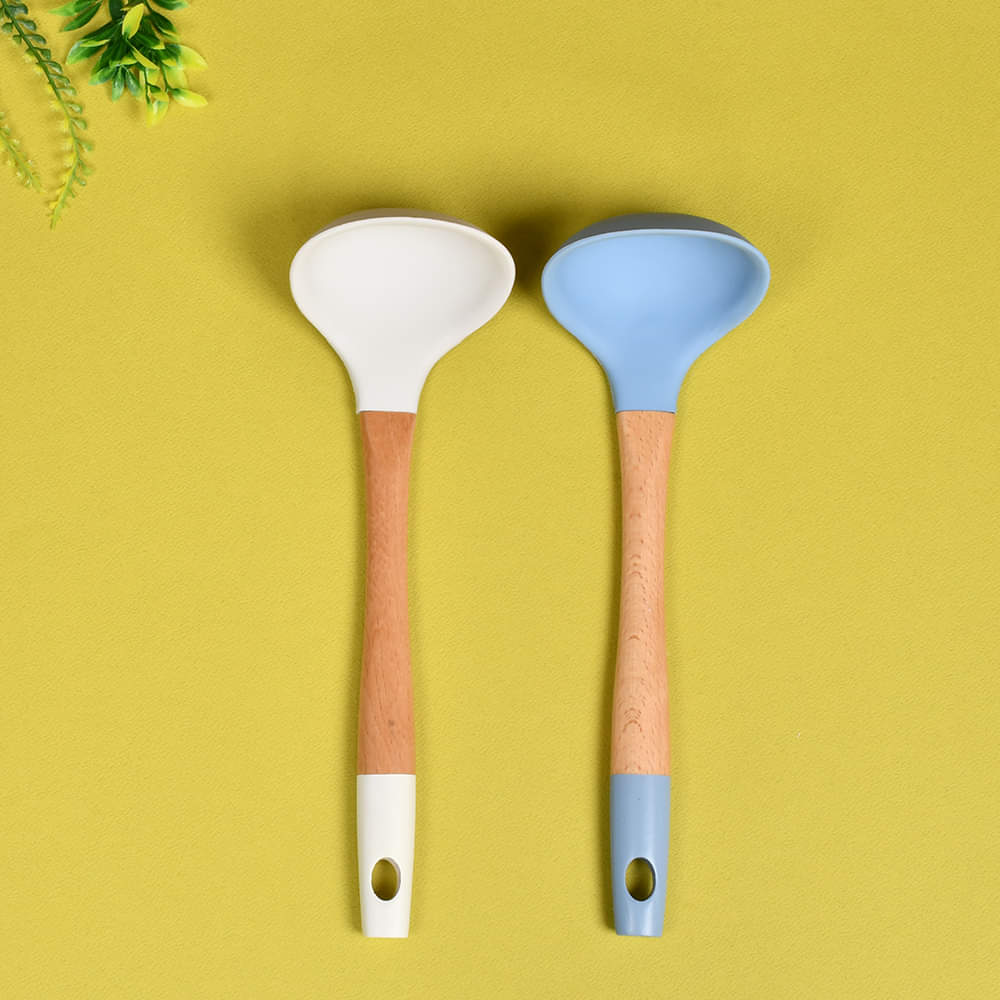 Bamboo Wood Silicon Soup Ladle
