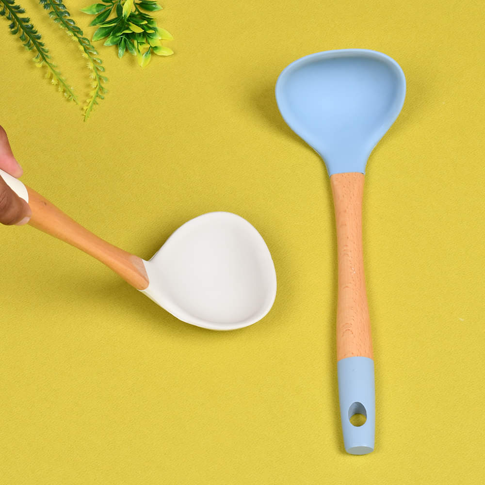 Bamboo Wood Silicon Soup Ladle