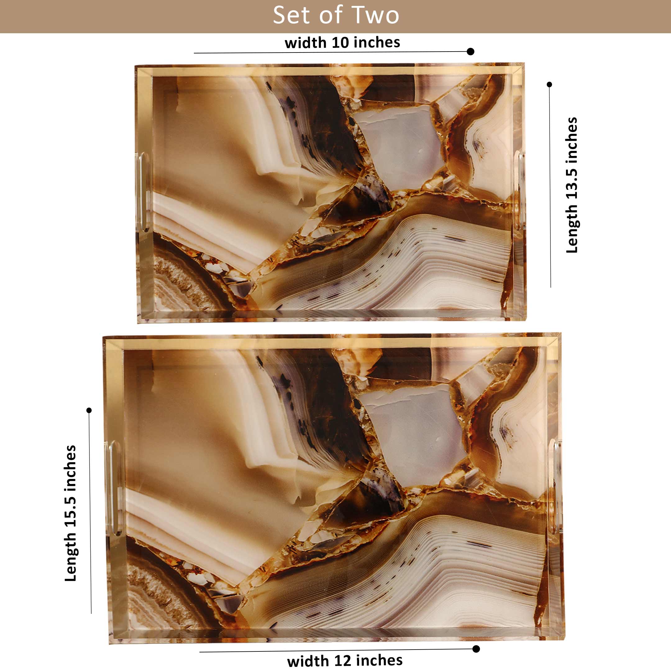 Pair of Elegant Pattern Modern Acrylic Serving Tray