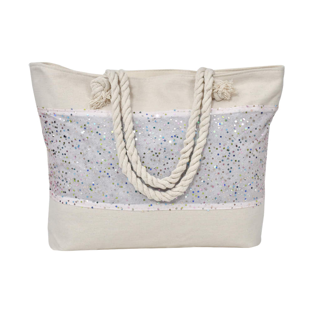 Ladies Shoulder Bag Glitter Tote Design-Light Pink