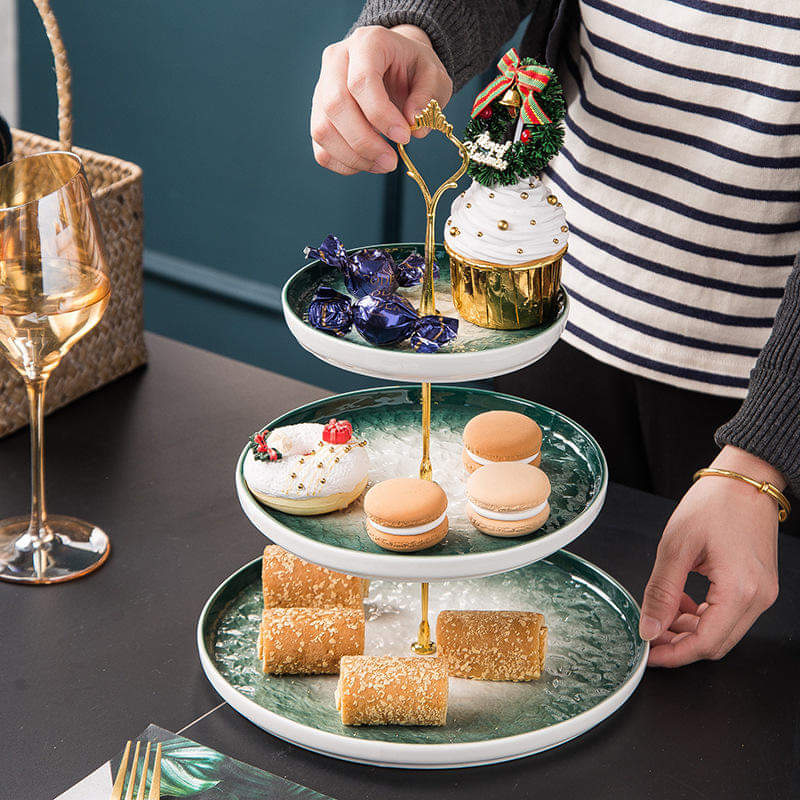 3 Tier Nordic Style Round Ceramic Tray