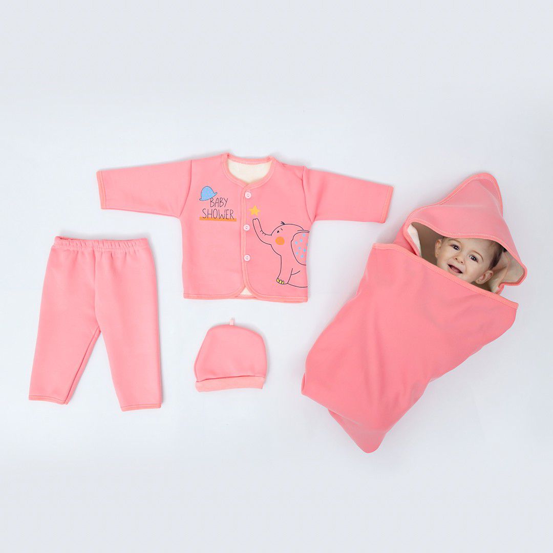 4-Pcs Baby Girl Winter Dress Set