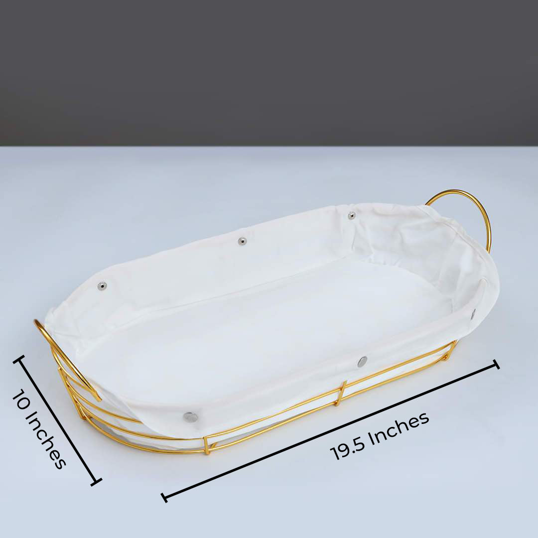 Nordic Style Gold Plated Oval Shape Bread Serving Basket