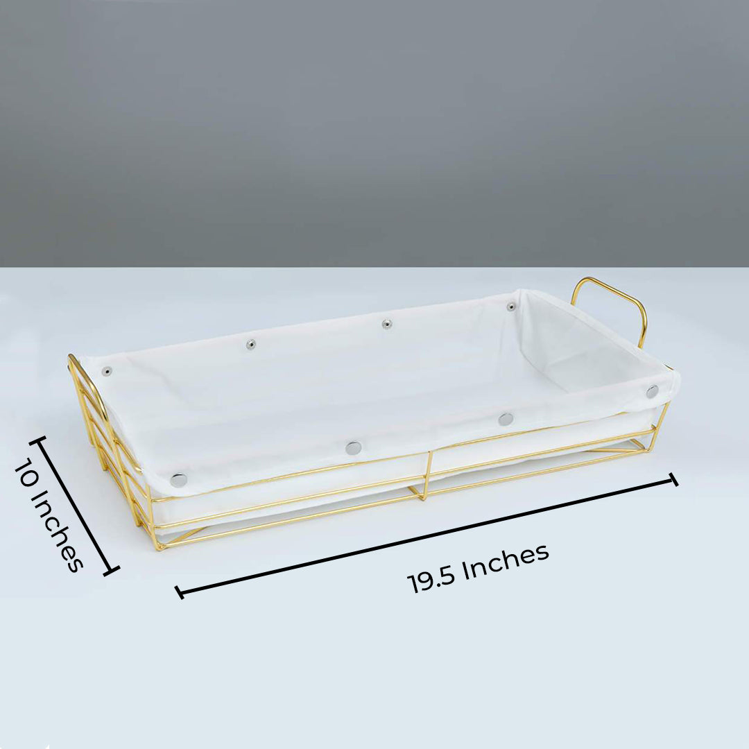 Nordic Style Gold Plated Rectangular Bread Serving Basket Large