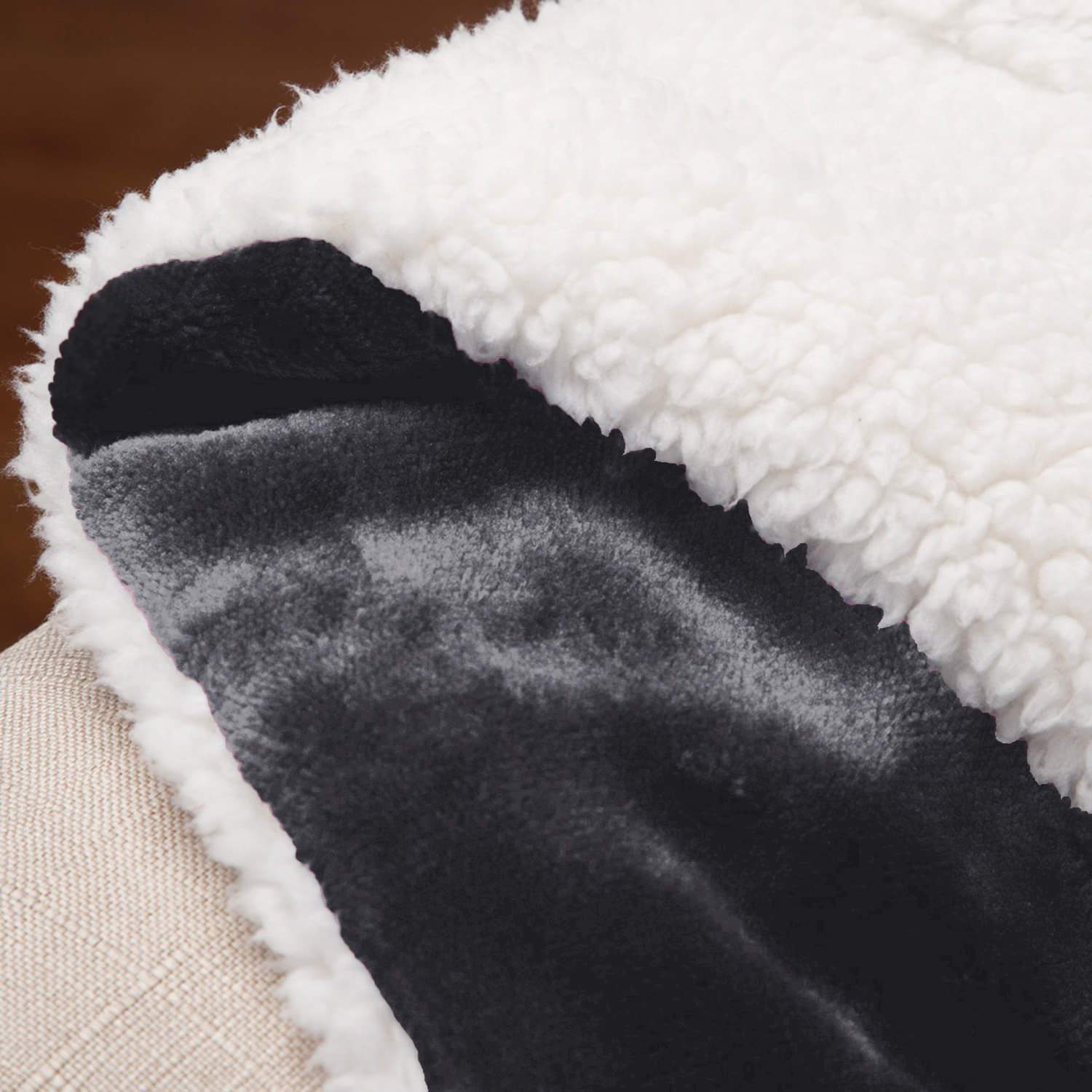 Ultra Soft Sherpa Throw Blanket - Grey