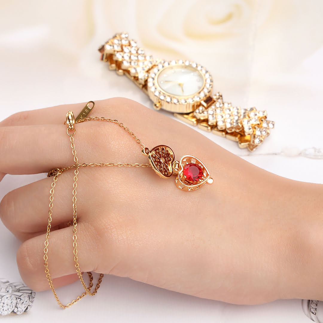 Spunky Crystal Accented Bridal Watch Gift Set