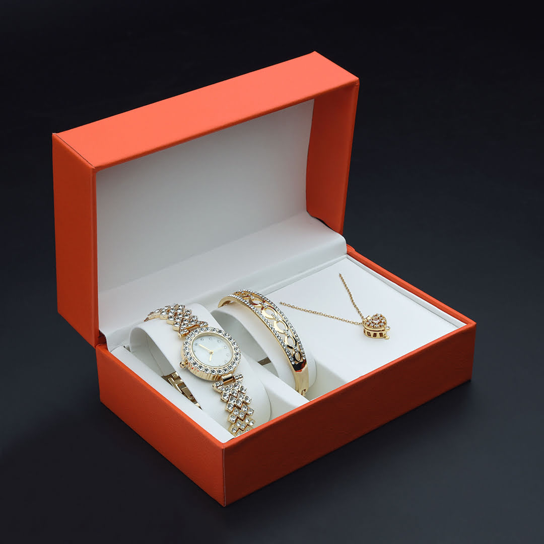 Spunky Crystal Accented Bridal Watch Gift Set