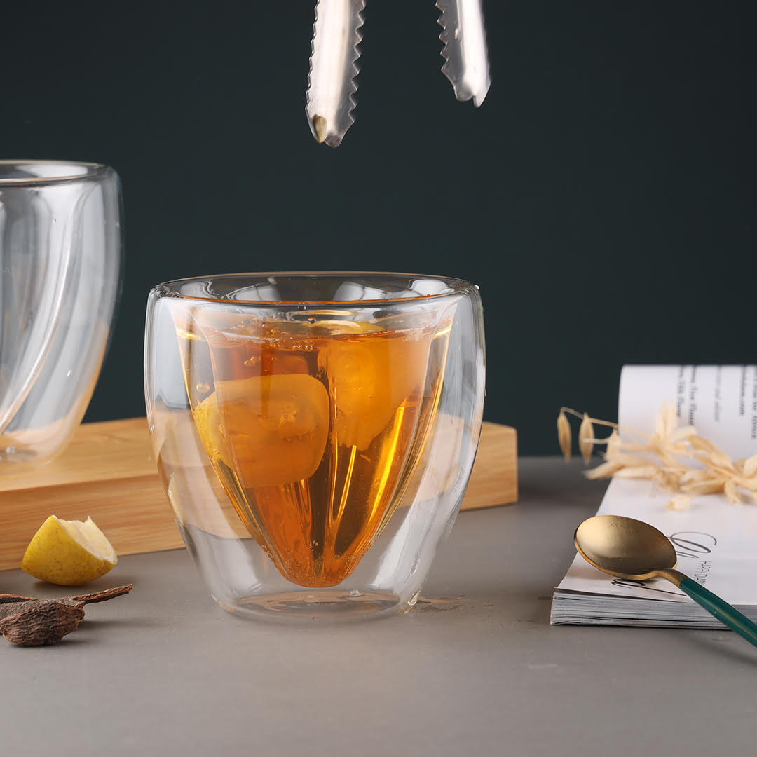 Bistro Classic Double Wall Flower Shape Glass