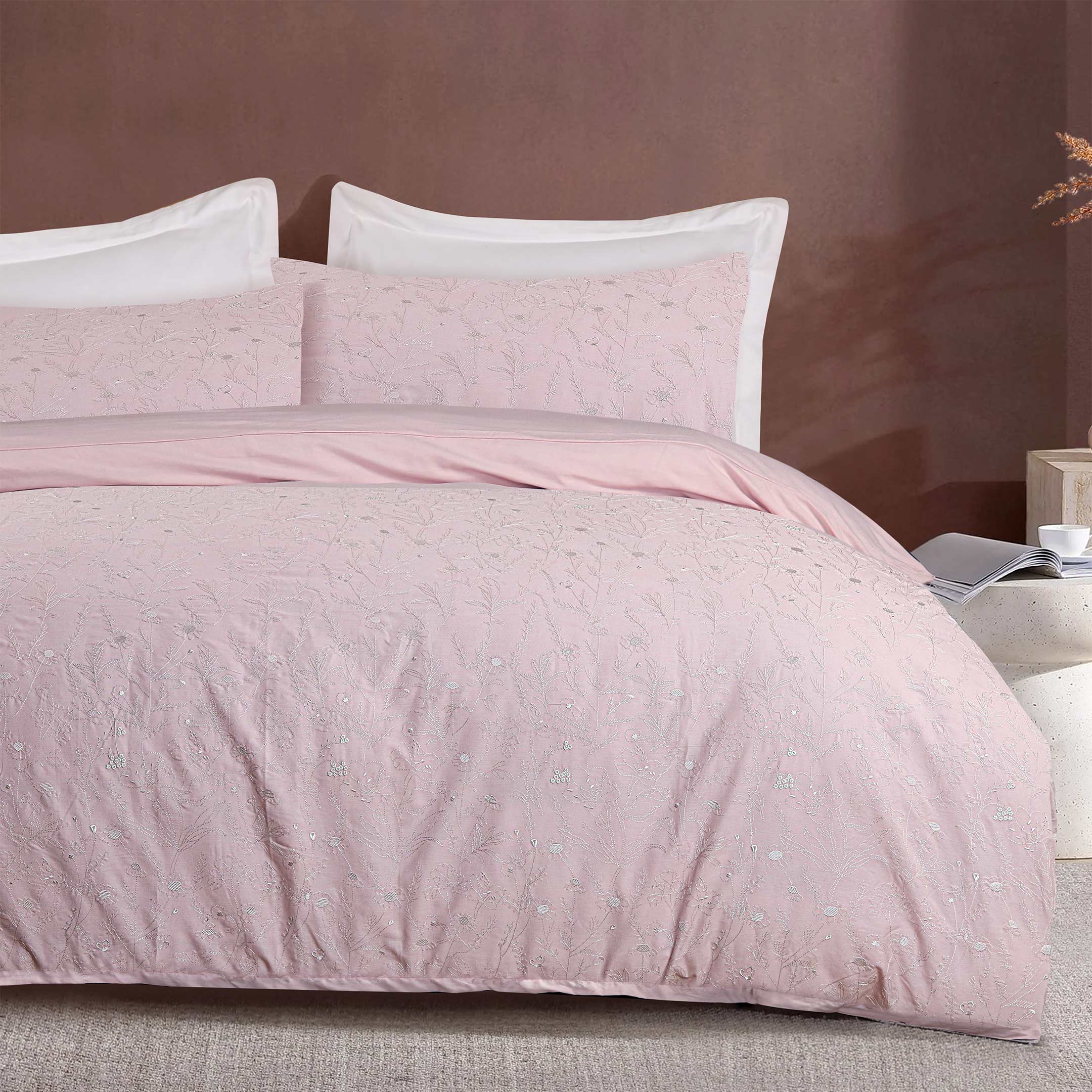 Rose Heirloom Embroidered Duvet Cover Set