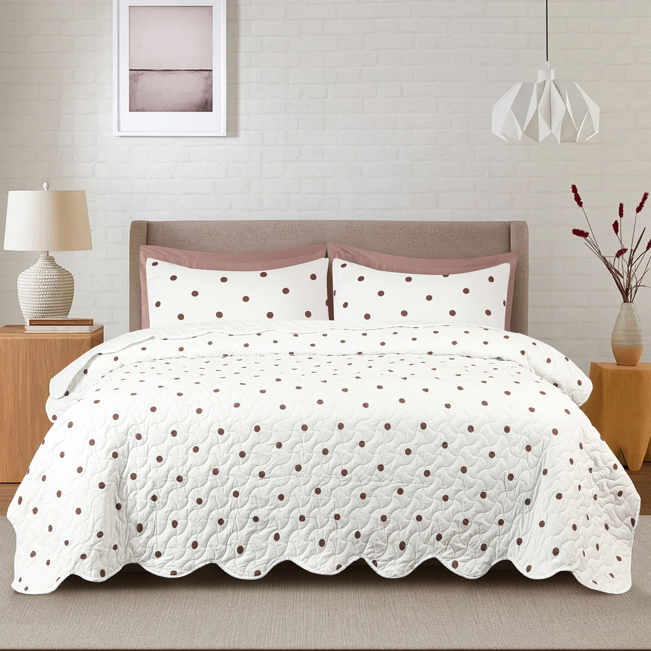 Cocoa Dot Quilted Summer Bedspread 3PCS Set