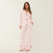Pink Stripe Bow Lounge wear- 2pc set
