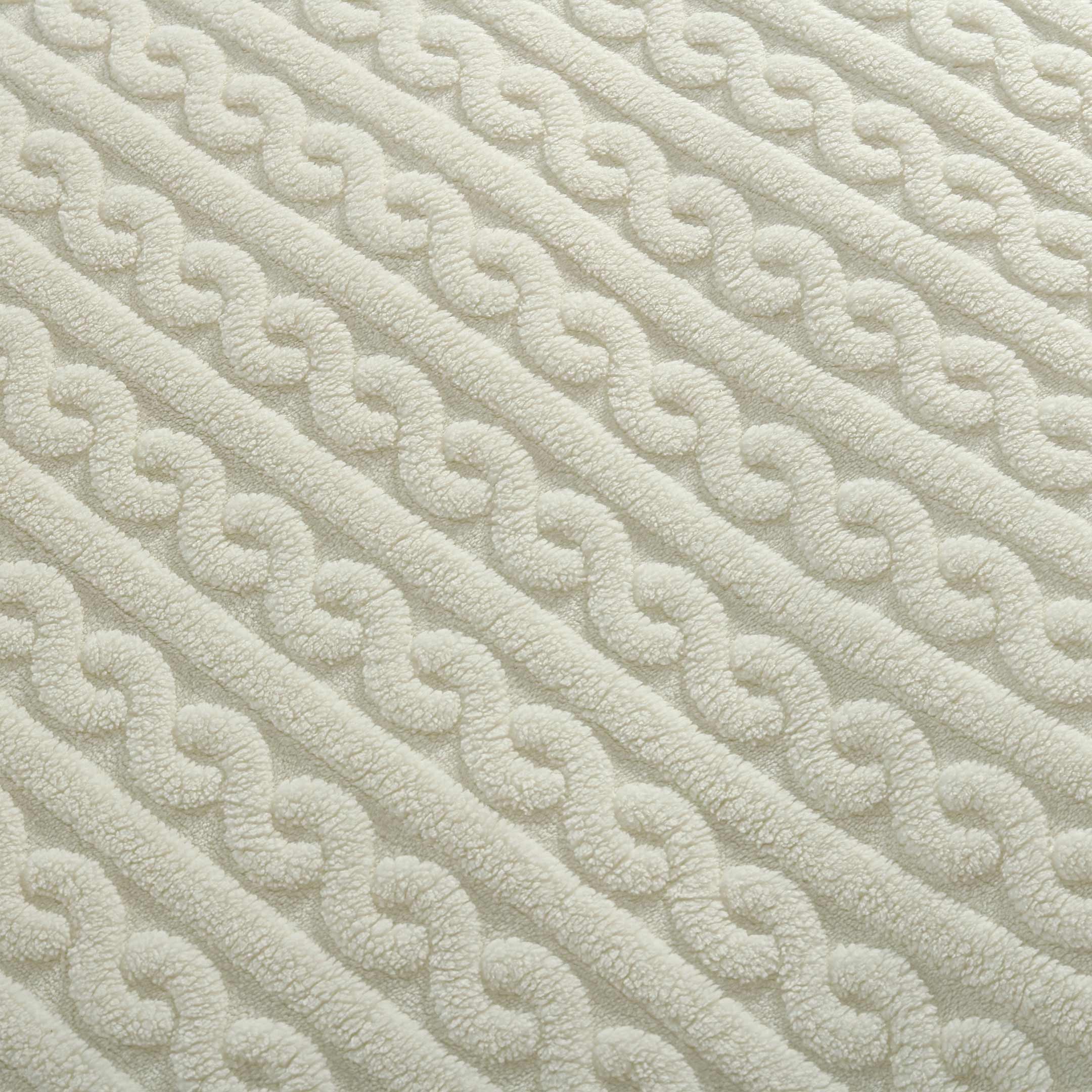 Luxury Knotted Fleece Fluff 6pc Razaye Set-Off White