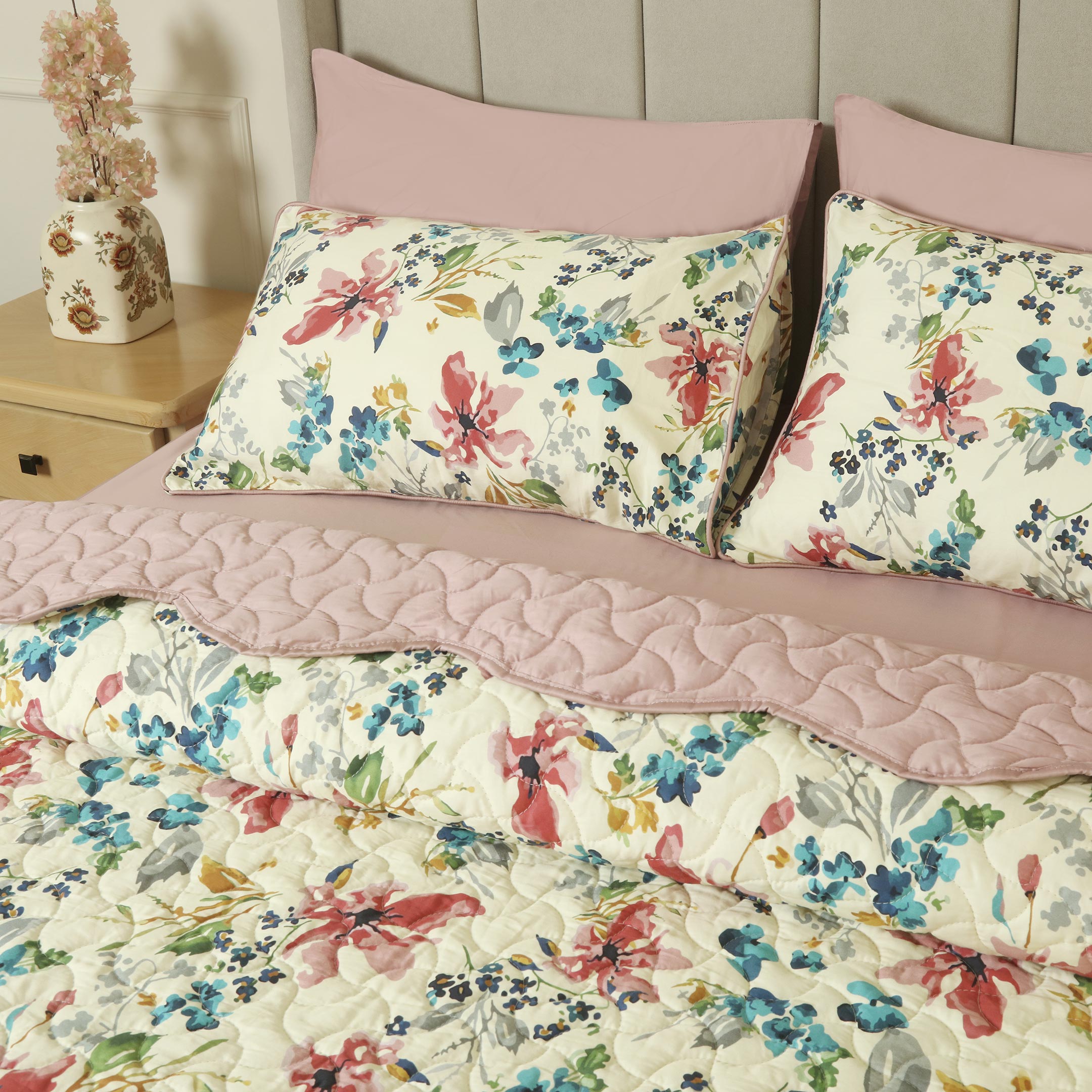 Meadow Grace Summer Quilted Bedspread-3pc Set
