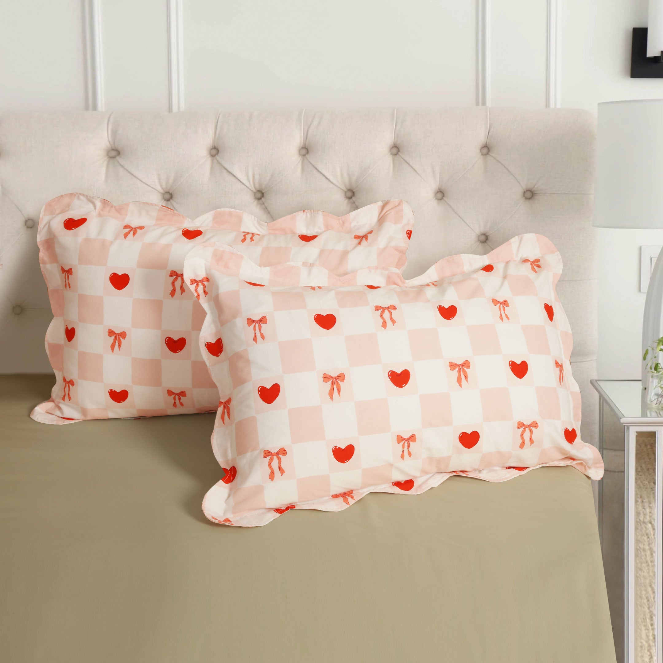 Heart & Bows Printed Pillow Covers
