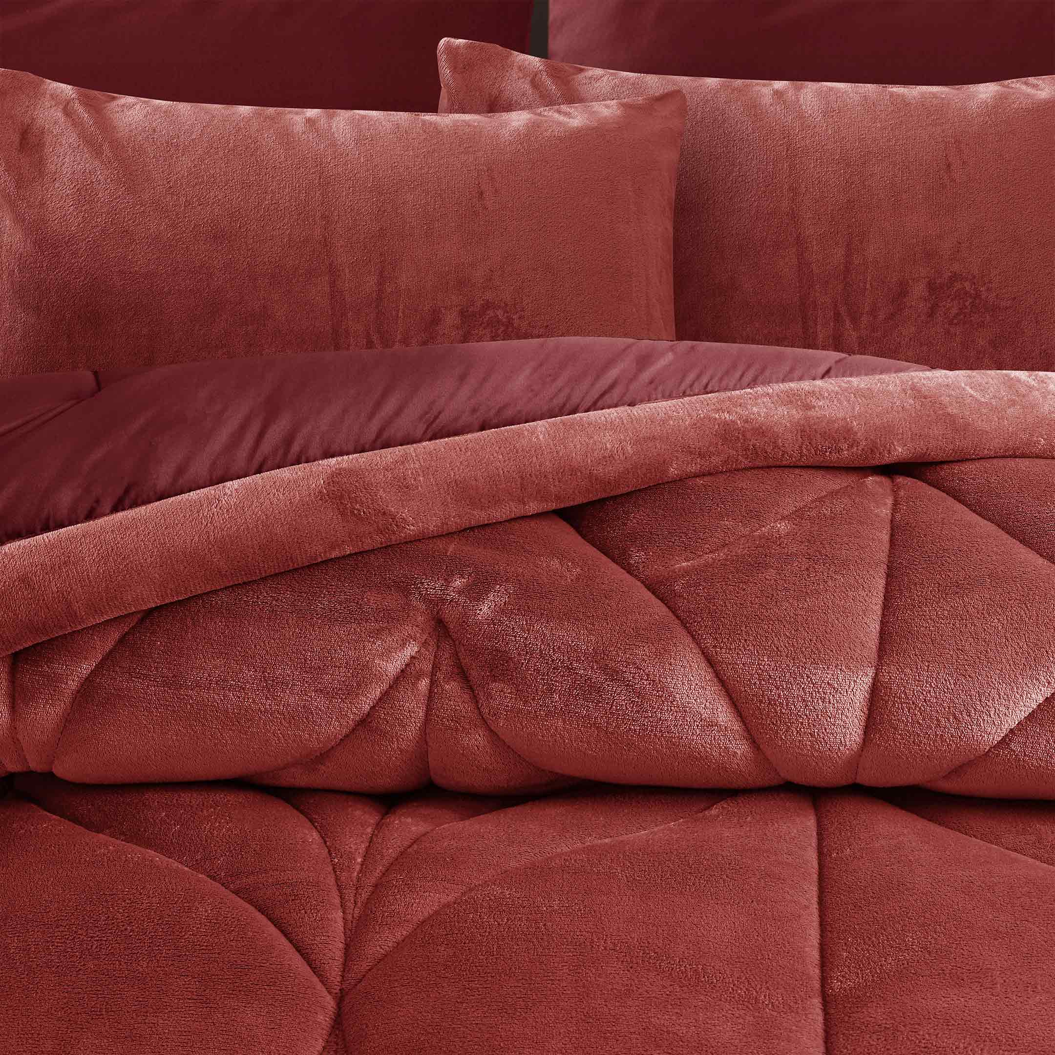 Diamond Puff Quilted 6pc Set-Red Dahlia