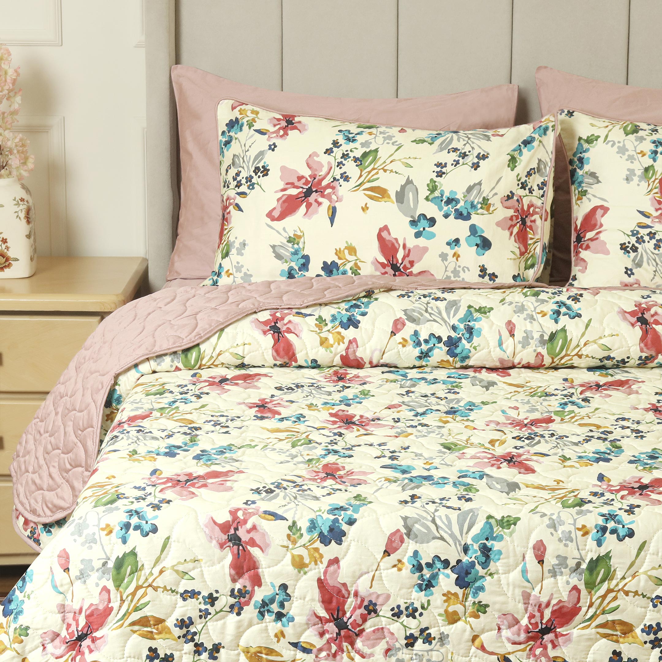 Meadow Grace Summer Quilted Bedspread-3pc Set