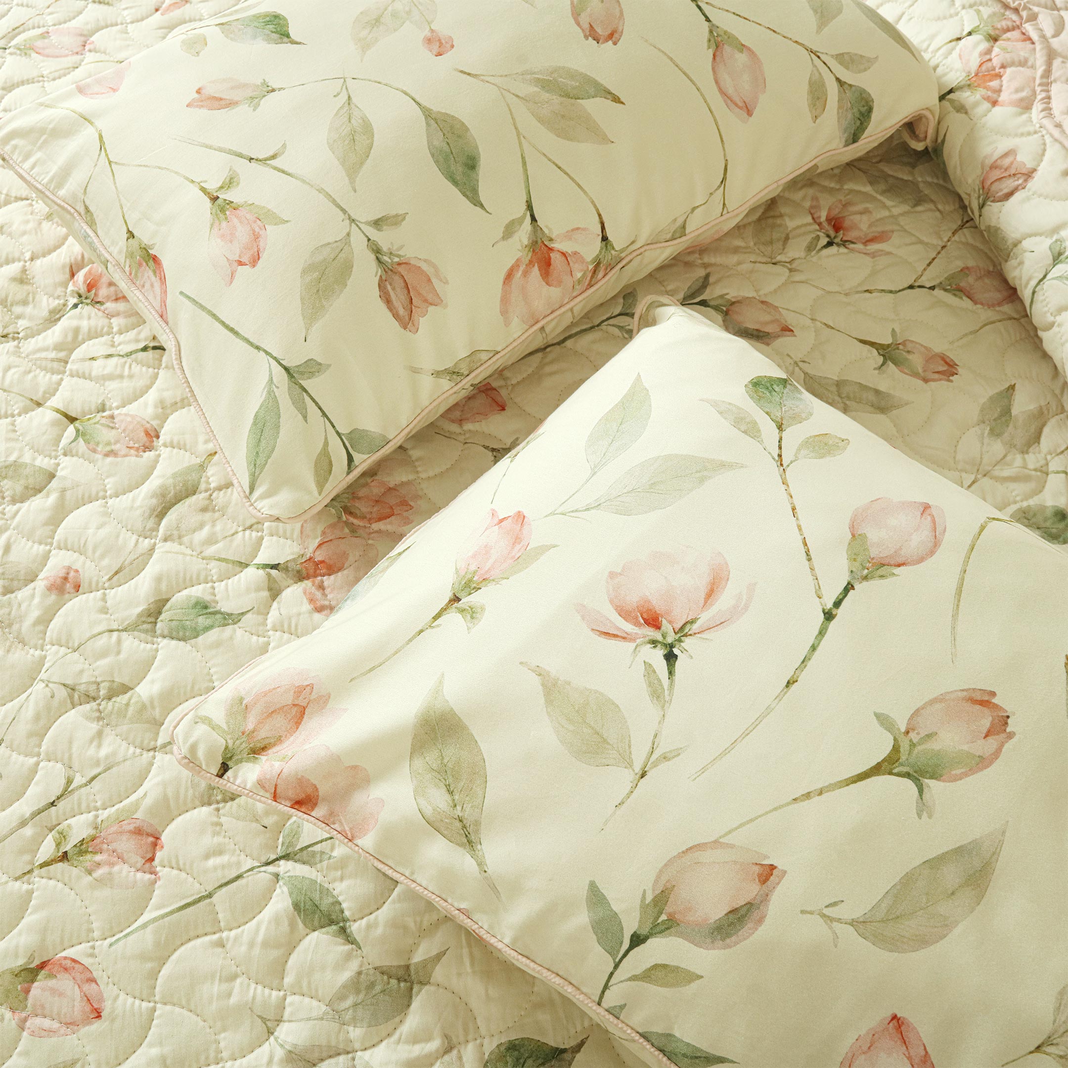 Blush Serenity Summer Quilted Bedspread-3pc Set