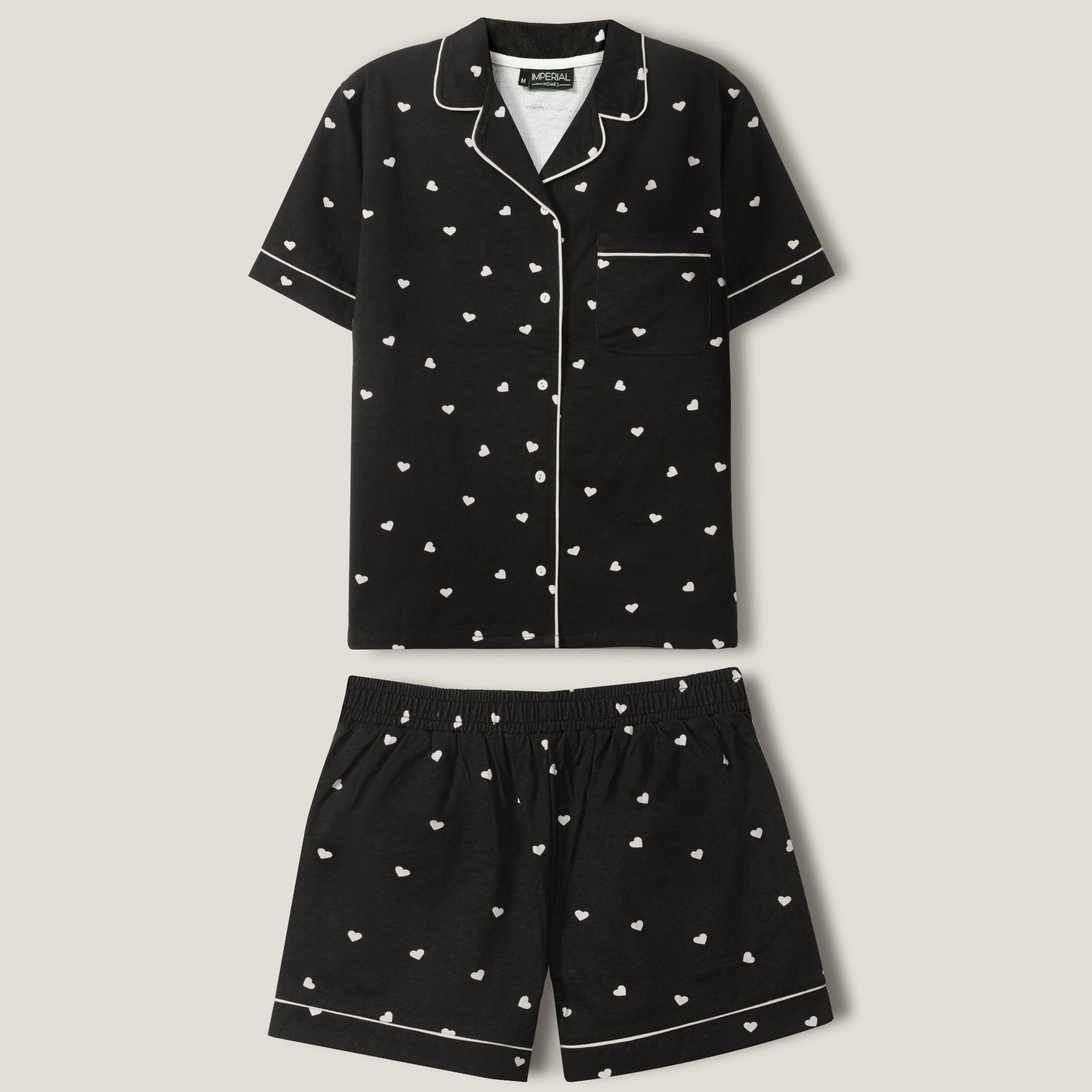 White Heart Printed Lounge wear- 2pc set